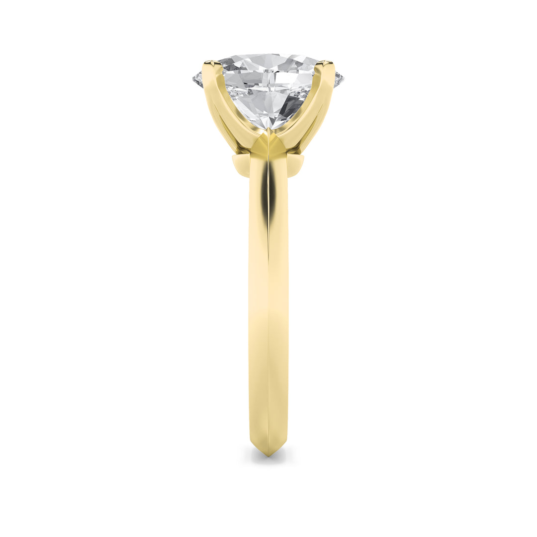 1Cttw Oval Shaped Lab Grown Diamond (F/VS) Knife Edge Shank Solitaire Engagement Ring in 14K Gold
