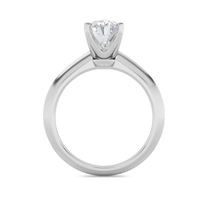 2Cttw Oval Shaped Lab Grown Diamond (F/VS) Knife Edge Shank Solitaire Engagement Ring in 14K Gold