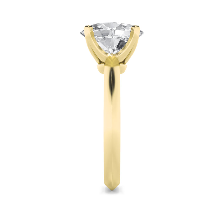 2Cttw Oval Shaped Lab Grown Diamond (F/VS) Knife Edge Shank Solitaire Engagement Ring in 14K Gold