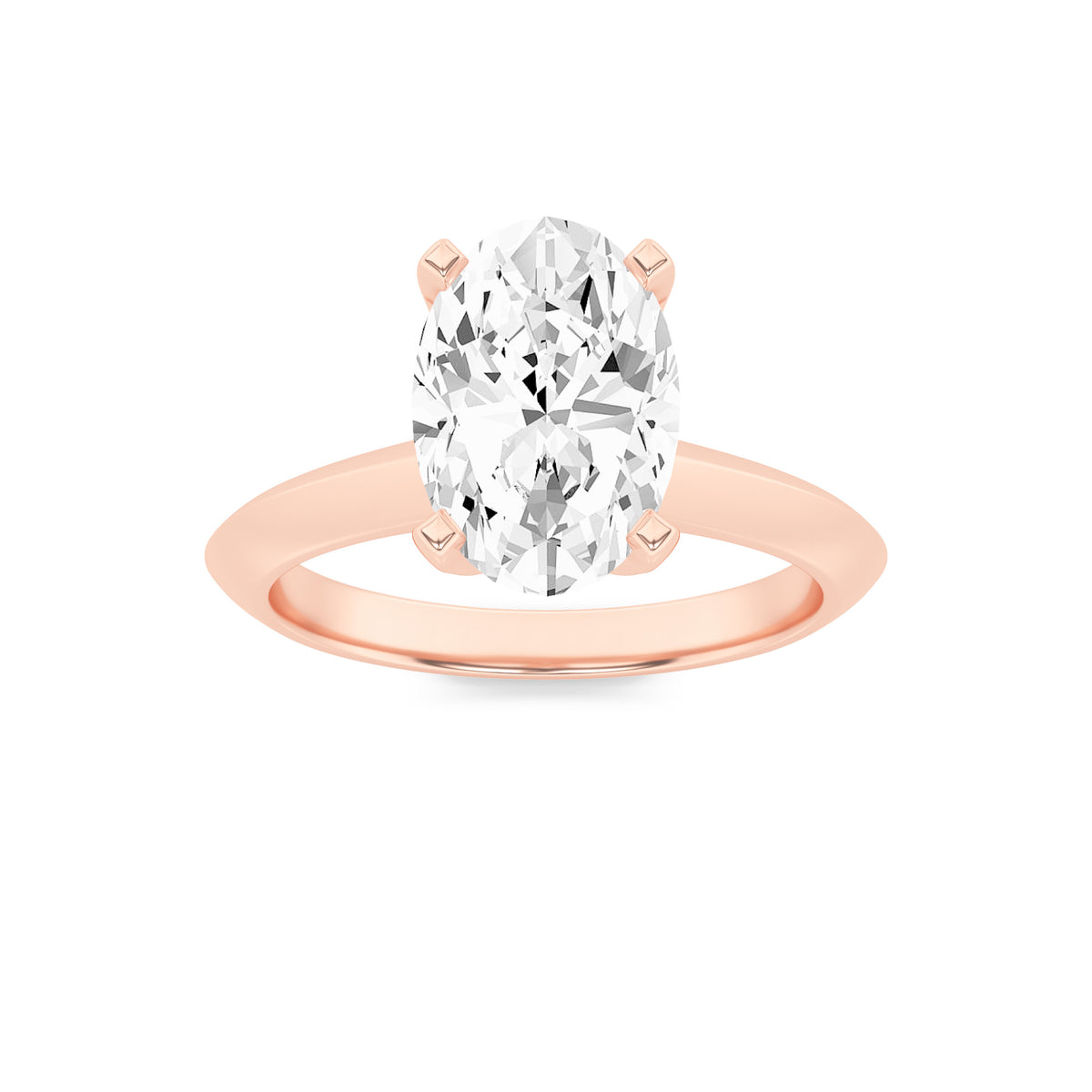 2Cttw Oval Shaped Lab Grown Diamond (F/VS) Knife Edge Shank Solitaire Engagement Ring in 14K Gold
