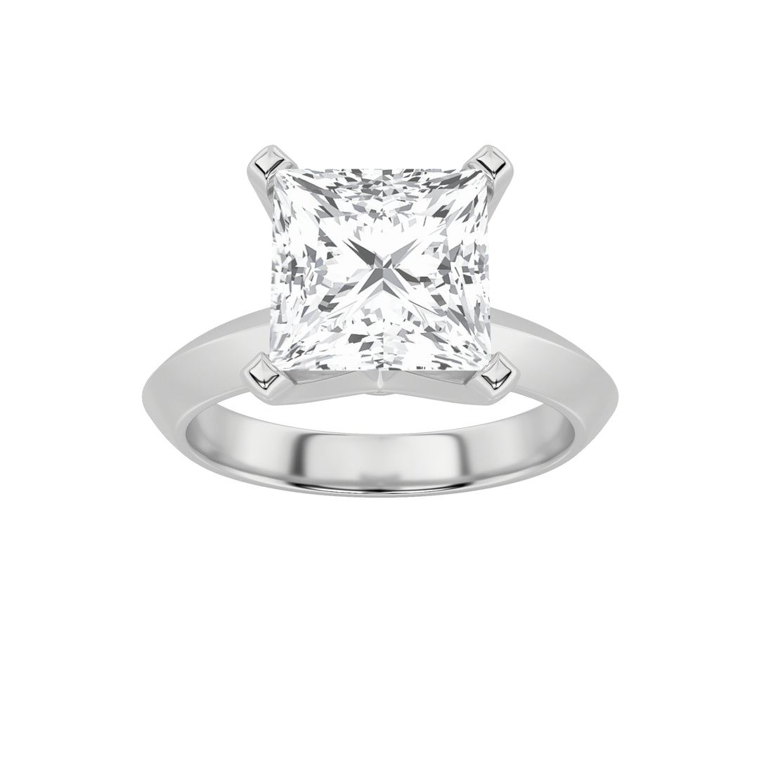 1Cttw Princess Shaped Lab Grown Diamond (F/VS) Knife Edge Shank Solitaire Engagement Ring in 14K Gold