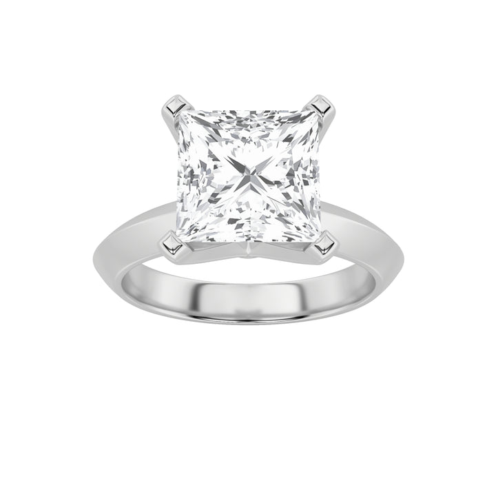 1Cttw Princess Shaped Lab Grown Diamond (F/VS) Knife Edge Shank Solitaire Engagement Ring in 14K Gold
