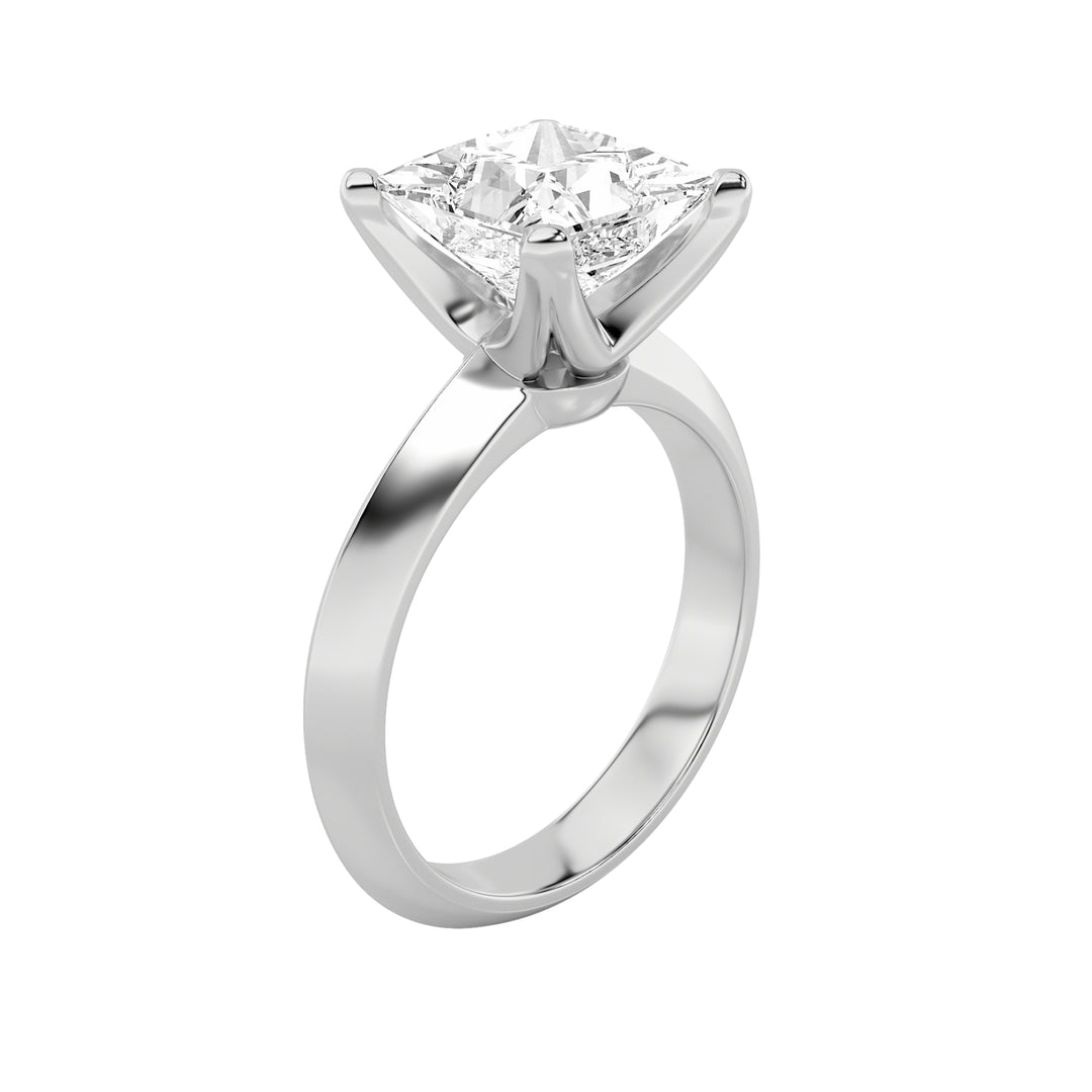 1Cttw Princess Shaped Lab Grown Diamond (F/VS) Knife Edge Shank Solitaire Engagement Ring in 14K Gold