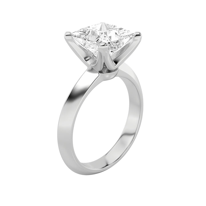 1Cttw Princess Shaped Lab Grown Diamond (F/VS) Knife Edge Shank Solitaire Engagement Ring in 14K Gold