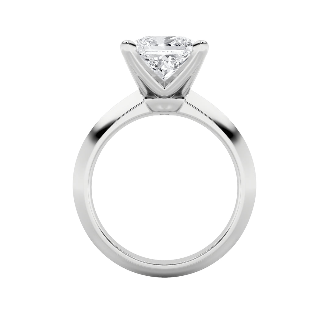 1Cttw Princess Shaped Lab Grown Diamond (F/VS) Knife Edge Shank Solitaire Engagement Ring in 14K Gold