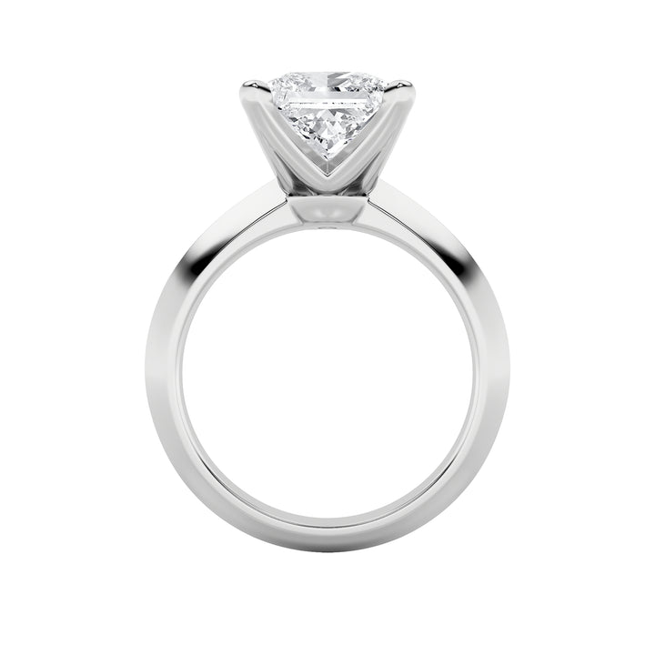 1Cttw Princess Shaped Lab Grown Diamond (F/VS) Knife Edge Shank Solitaire Engagement Ring in 14K Gold