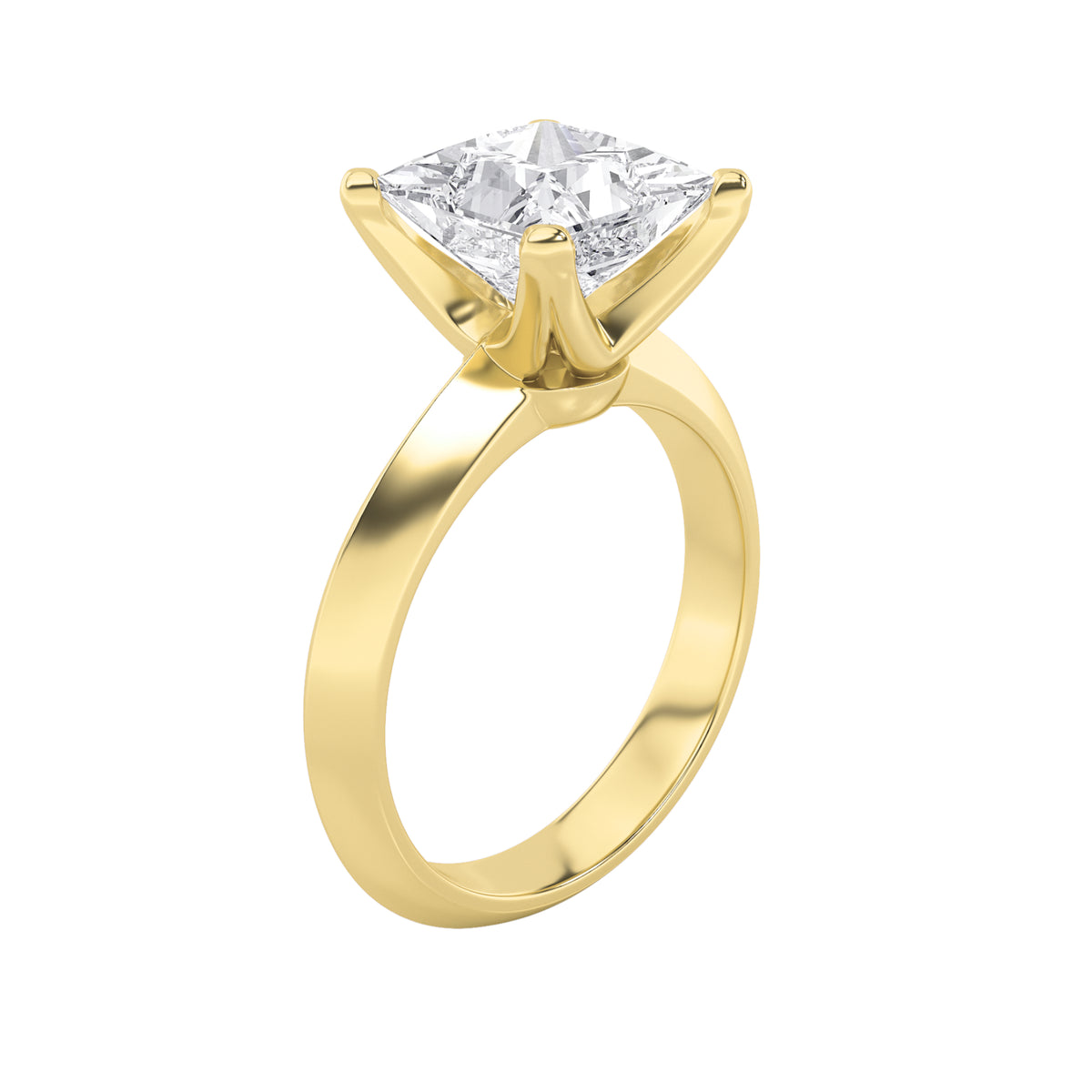 1Cttw Princess Shaped Lab Grown Diamond (F/VS) Knife Edge Shank Solitaire Engagement Ring in 14K Gold