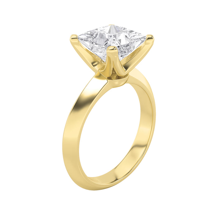 1Cttw Princess Shaped Lab Grown Diamond (F/VS) Knife Edge Shank Solitaire Engagement Ring in 14K Gold