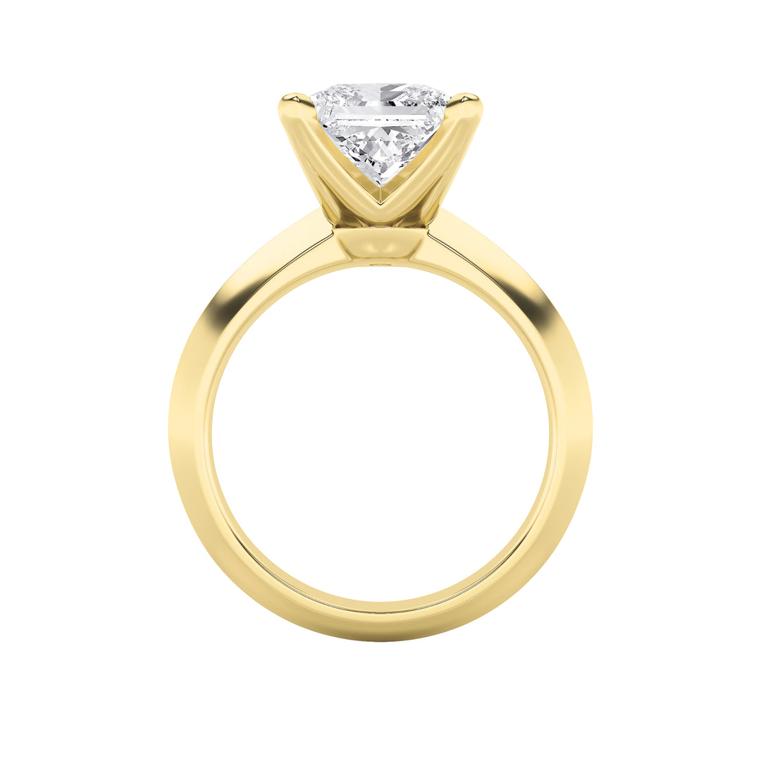 1Cttw Princess Shaped Lab Grown Diamond (F/VS) Knife Edge Shank Solitaire Engagement Ring in 14K Gold