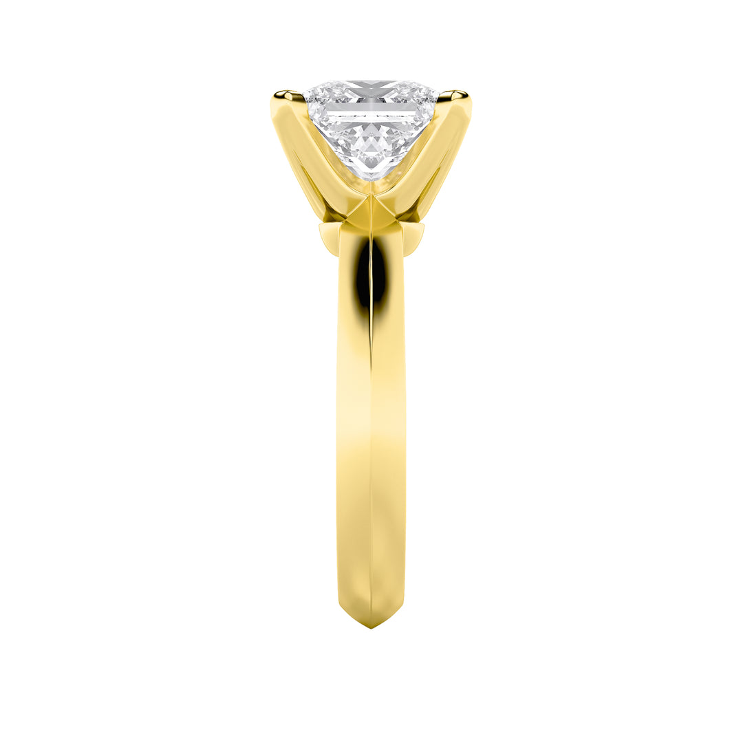 1Cttw Princess Shaped Lab Grown Diamond (F/VS) Knife Edge Shank Solitaire Engagement Ring in 14K Gold