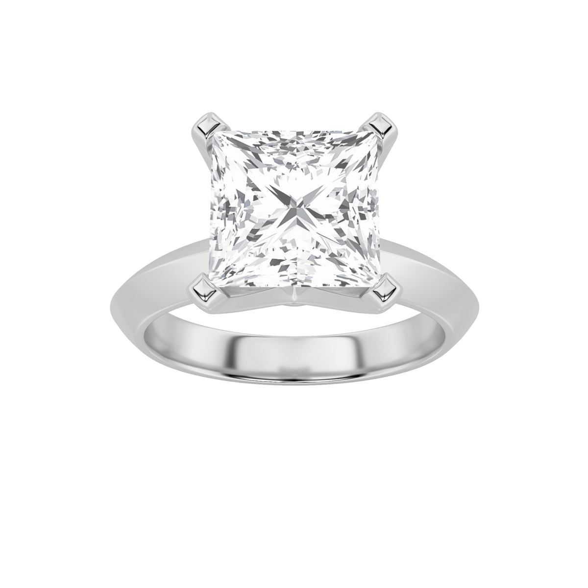 2Cttw Princess Shaped Lab Grown Diamond (F/VS) Knife Edge Shank Solitaire Engagement Ring in 14K Gold