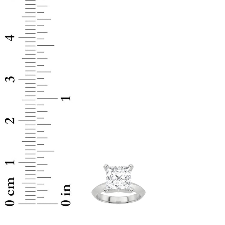 3Cttw Princess Shaped Lab Grown Diamond (F/VS) Knife Edge Shank Solitaire Engagement Ring in 14K Gold