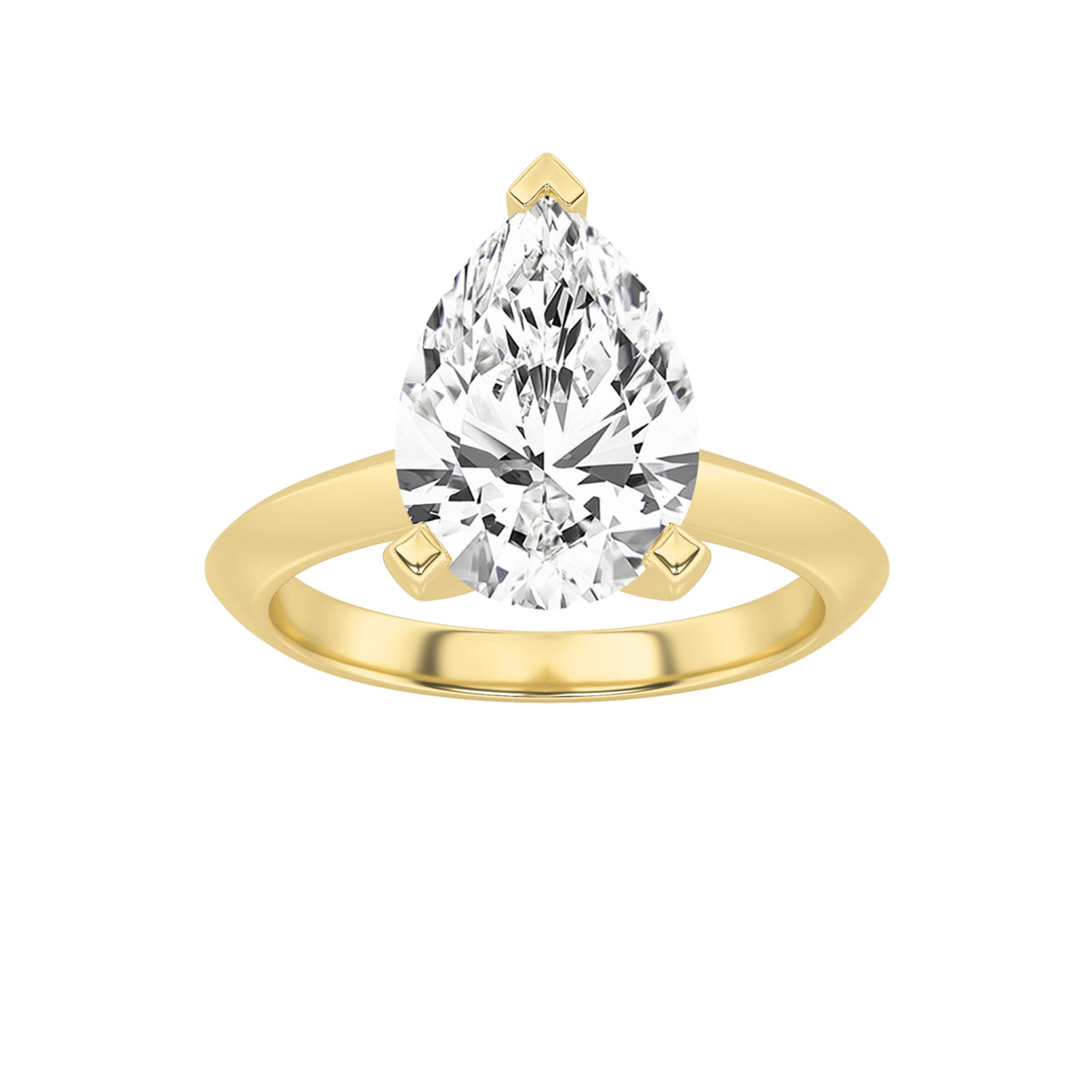 2Cttw Pear Shaped Lab Grown Diamond (F/VS) Knife Edge Shank Solitaire Engagement Ring in 14K Gold