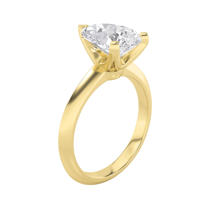 2Cttw Pear Shaped Lab Grown Diamond (F/VS) Knife Edge Shank Solitaire Engagement Ring in 14K Gold