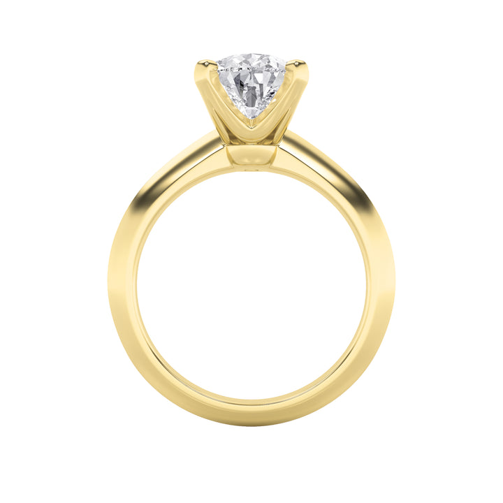 2Cttw Pear Shaped Lab Grown Diamond (F/VS) Knife Edge Shank Solitaire Engagement Ring in 14K Gold