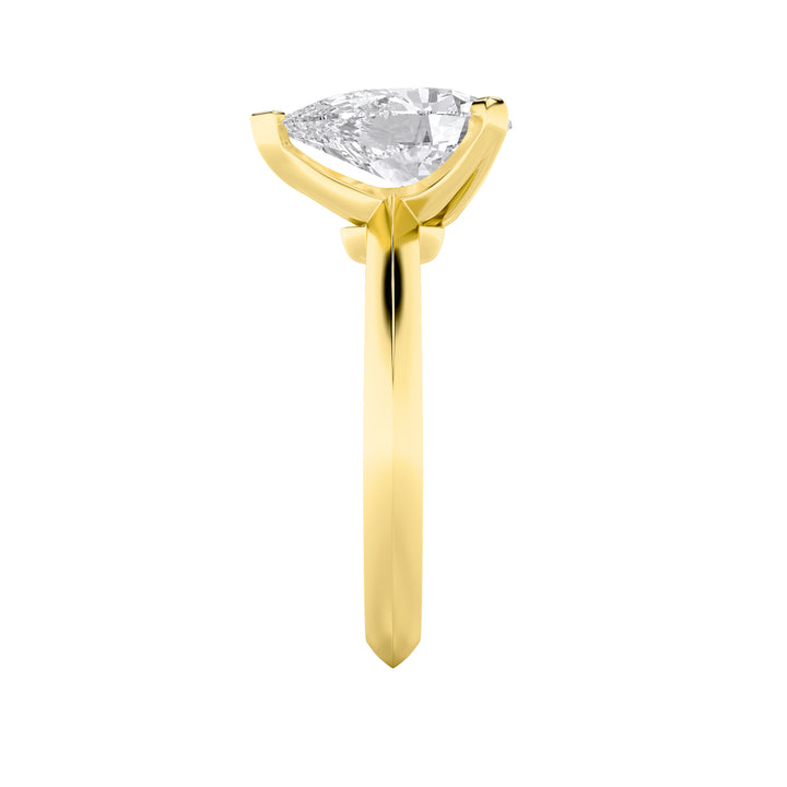 2Cttw Pear Shaped Lab Grown Diamond (F/VS) Knife Edge Shank Solitaire Engagement Ring in 14K Gold