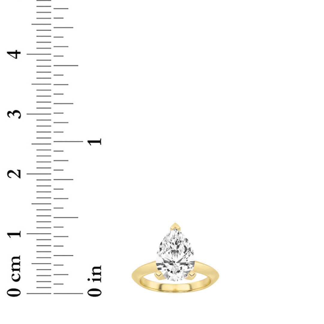 2Cttw Pear Shaped Lab Grown Diamond (F/VS) Knife Edge Shank Solitaire Engagement Ring in 14K Gold