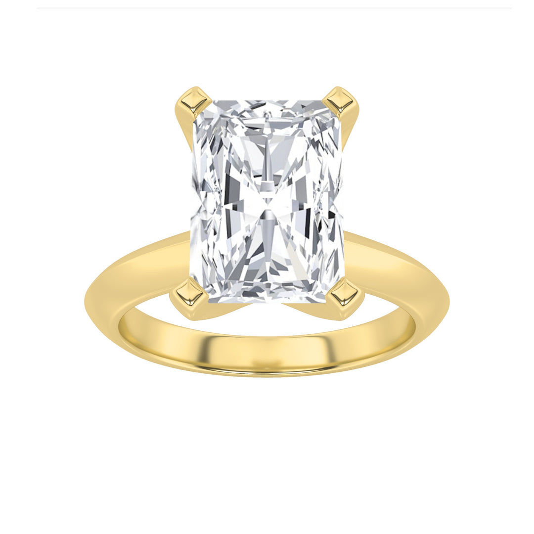 2Cttw Radiant Shaped Lab Grown Diamond (F/VS) Knife Edge Shank Solitaire Engagement Ring in 14K Gold
