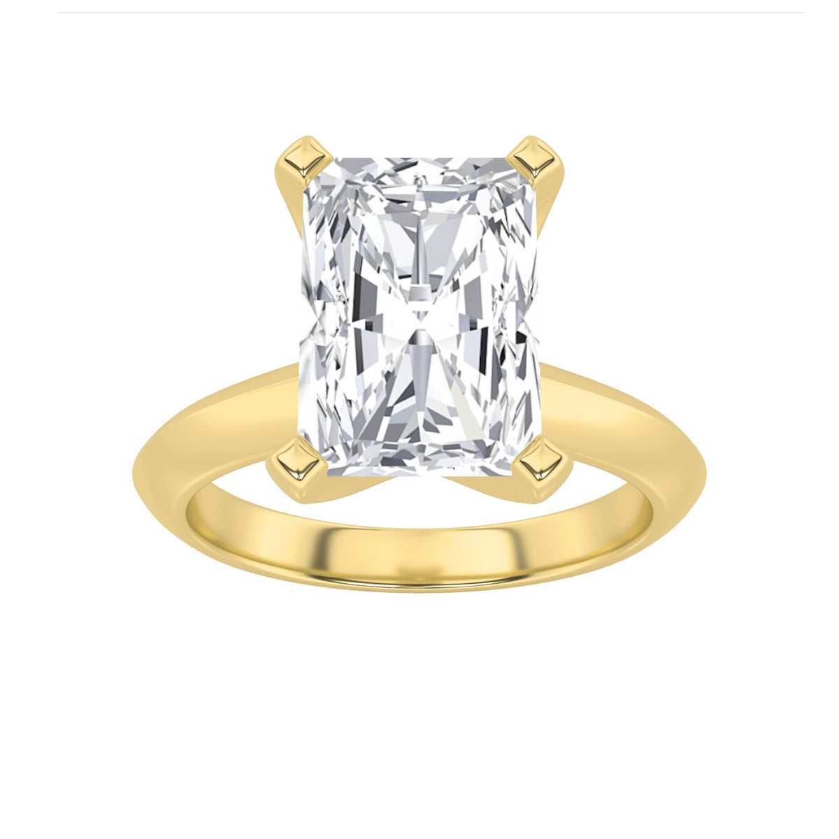 2Cttw Radiant Shaped Lab Grown Diamond (F/VS) Knife Edge Shank Solitaire Engagement Ring in 14K Gold