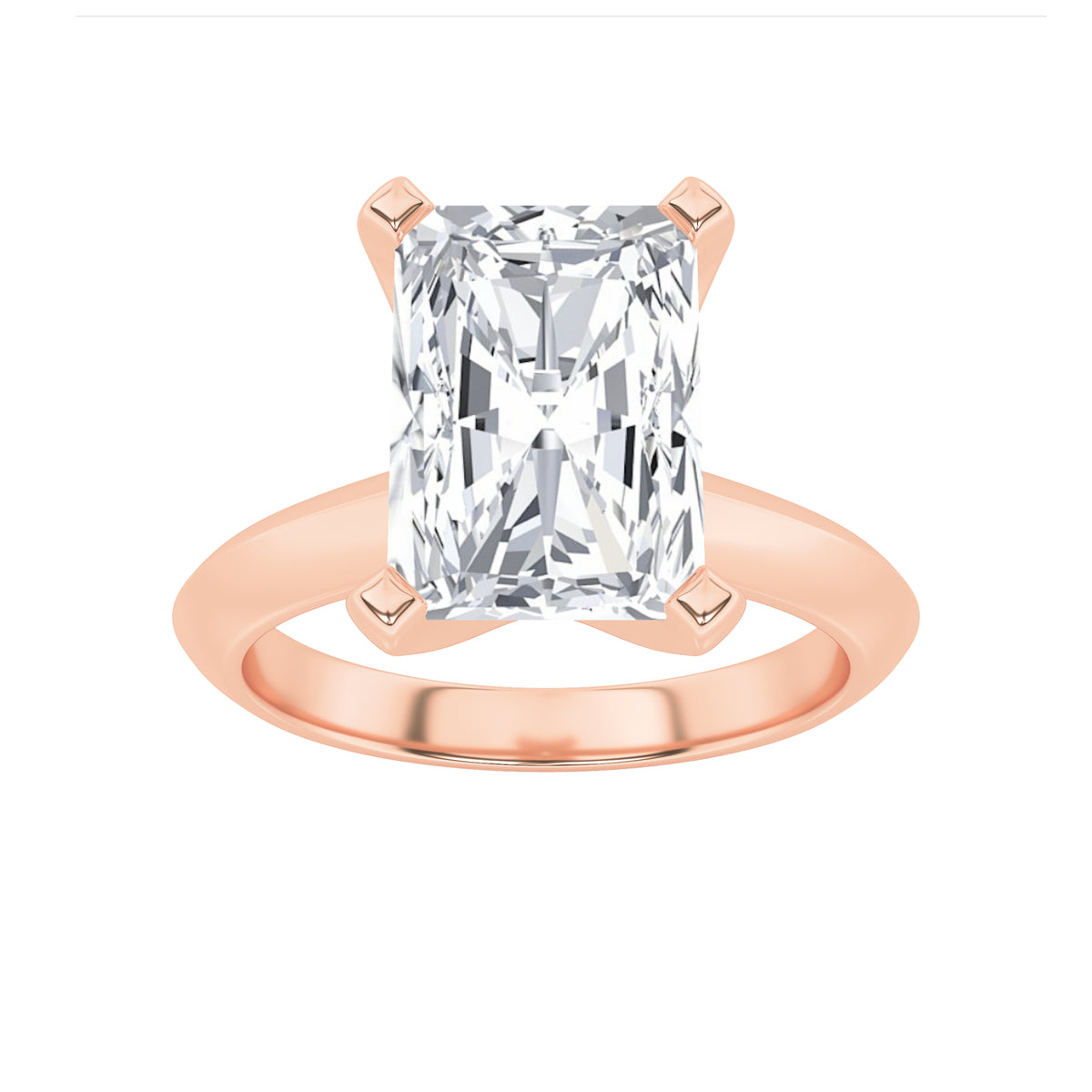 2Cttw Radiant Shaped Lab Grown Diamond (F/VS) Knife Edge Shank Solitaire Engagement Ring in 14K Gold