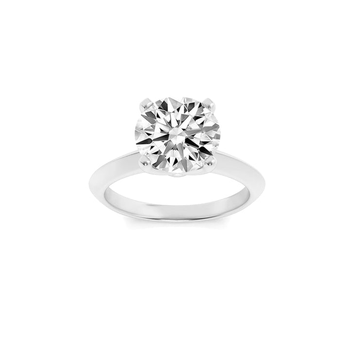 1Cttw Round Shaped Lab Grown Diamond (F/VS) KnifeEdge Shank Solitaire Engagement Ring in 14K Gold
