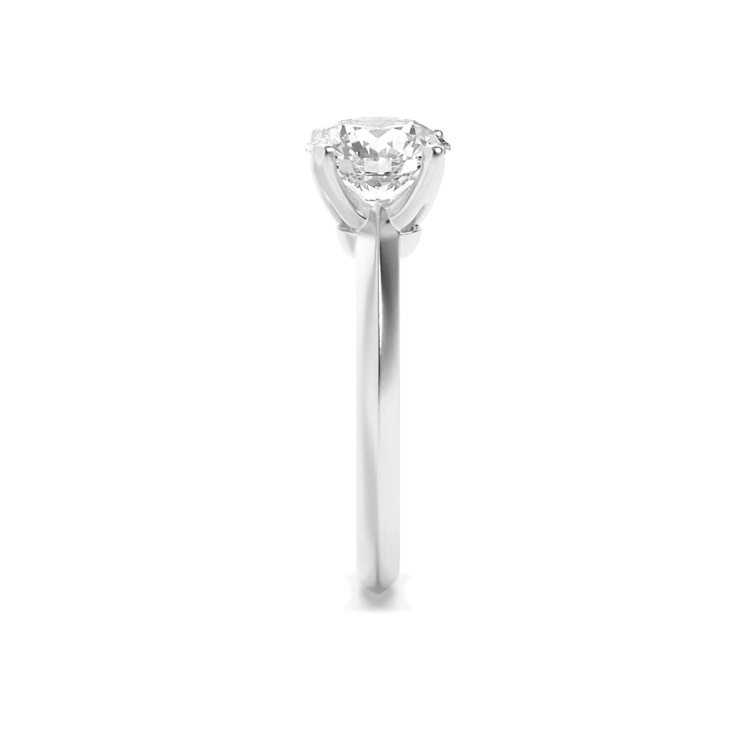 1Cttw Round Shaped Lab Grown Diamond (F/VS) KnifeEdge Shank Solitaire Engagement Ring in 14K Gold