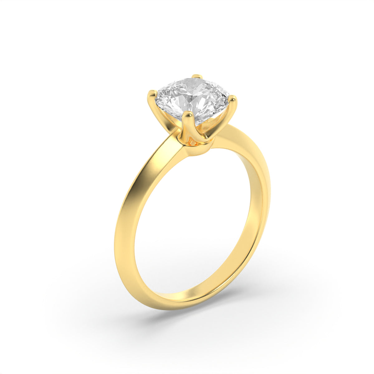 1.5Cttw Round Shaped Lab Grown Diamond (F/VS) Knife Edge Shank Solitaire Engagement Ring in 14K Gold