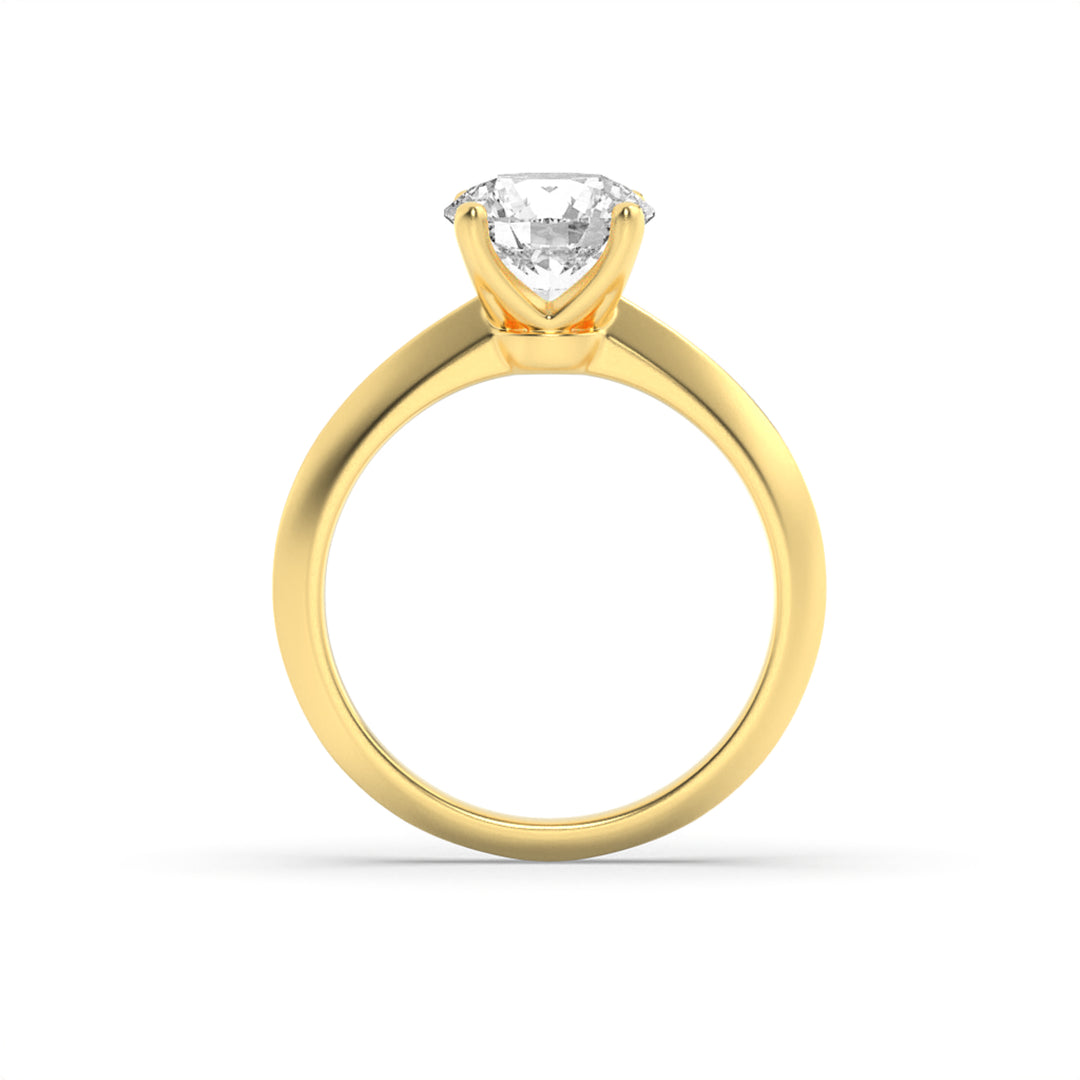 1.5Cttw Round Shaped Lab Grown Diamond (F/VS) Knife Edge Shank Solitaire Engagement Ring in 14K Gold