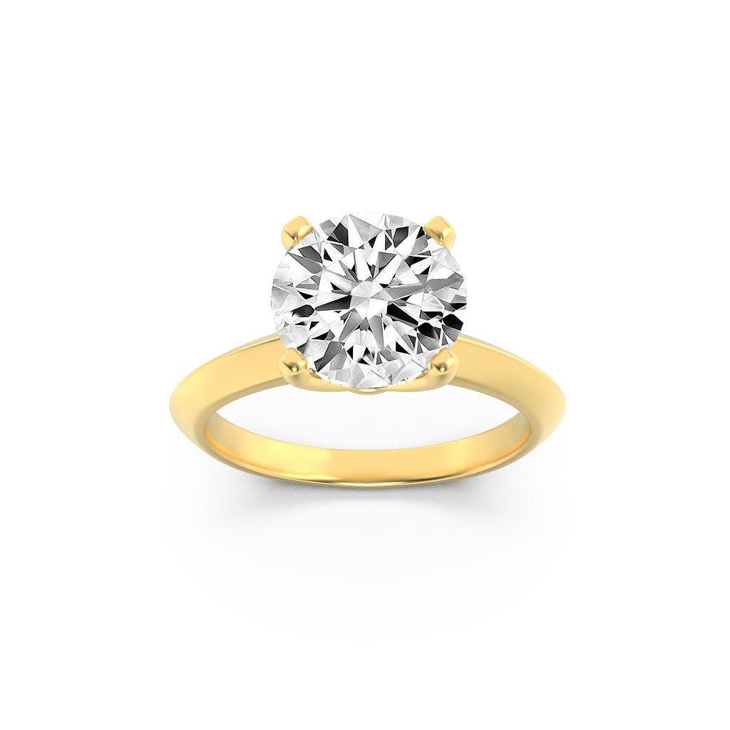 2Cttw Round Shaped Lab Grown Diamond (F/VS) KnifeEdge Shank Solitaire Engagement Ring in 14K Gold