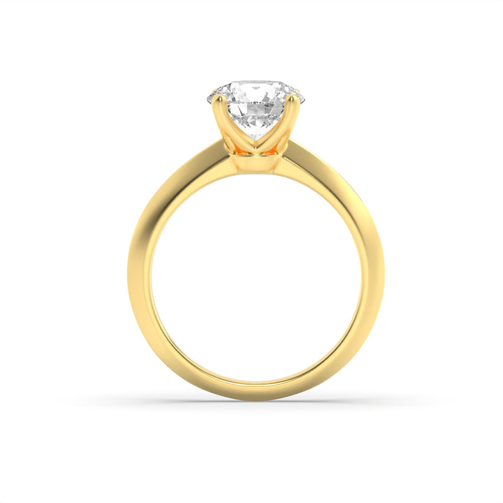 2Cttw Round Shaped Lab Grown Diamond (F/VS) KnifeEdge Shank Solitaire Engagement Ring in 14K Gold