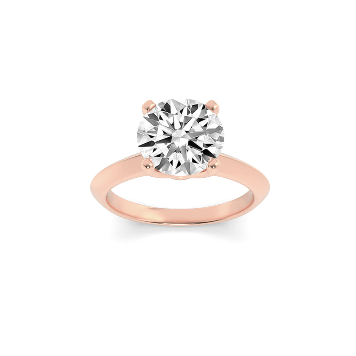 2Cttw Round Shaped Lab Grown Diamond (F/VVS) Knife Edge Shank Solitaire Engagement Ring in 14K Gold