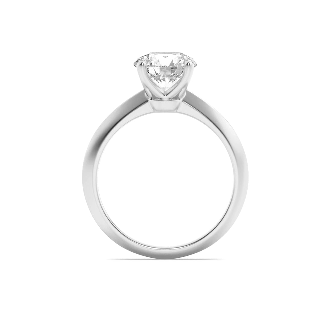 3Cttw Round Shaped Lab Grown Diamond (F/VS) KnifeEdge Shank Solitaire Engagement Ring in 14K Gold