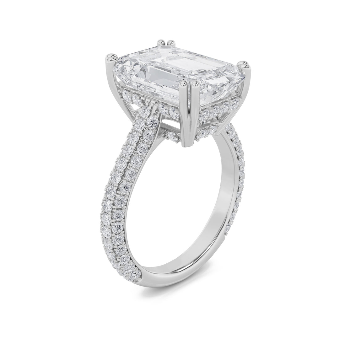 8Cttw Emerald Shaped Lab Grown Diamond (F/VS) Bold Accented Engagement Ring in 14K Gold