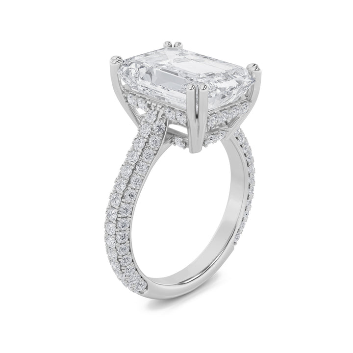 8Cttw Emerald Shaped Lab Grown Diamond (F/VS) Bold Accented Engagement Ring in 14K Gold