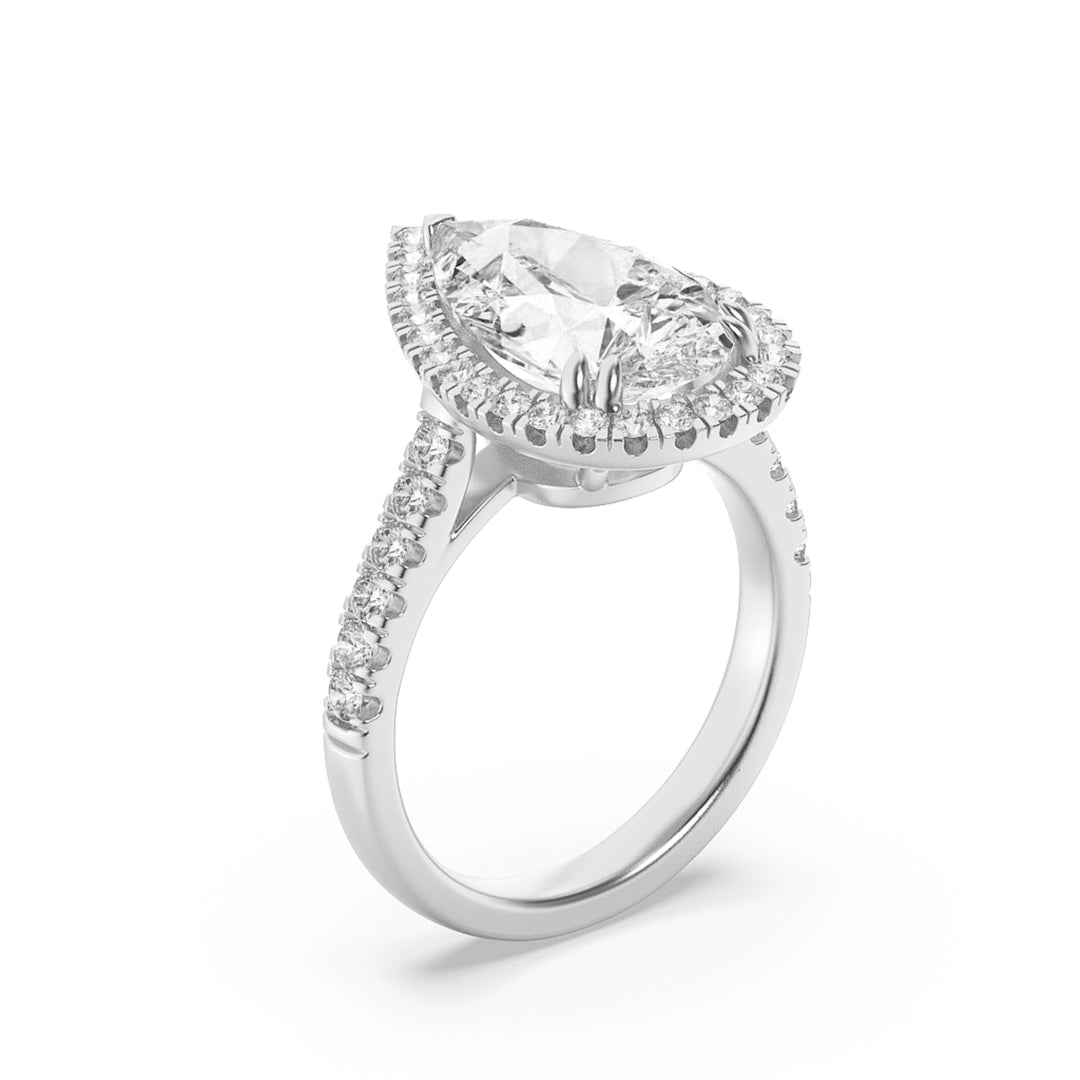 6.25Cttw Pear Shaped Lab Grown Diamond (G/VS) Bold Accented Engagement Ring in 14K Gold