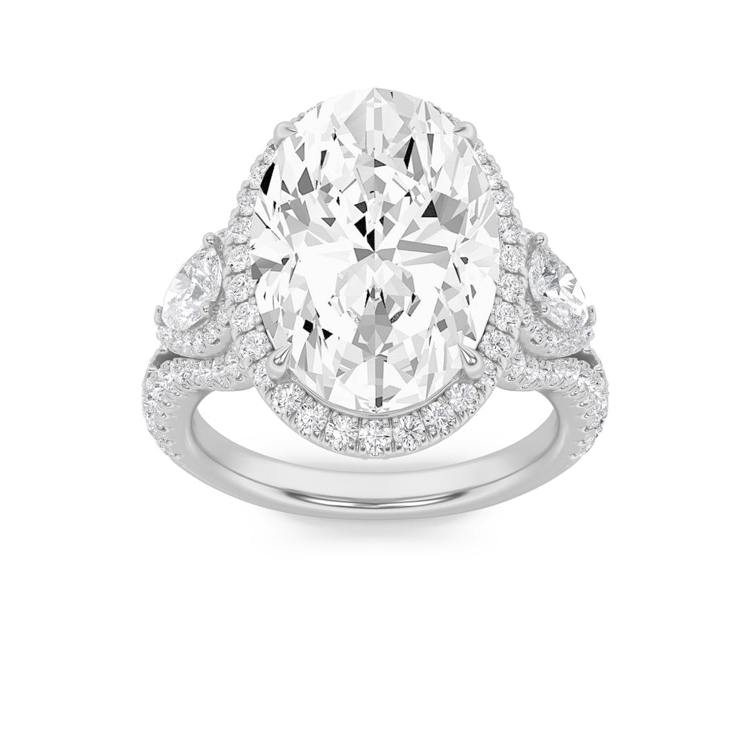 7.25Cttw Oval Shaped Lab Grown Diamond (G/VS) Bold Accented Engagement Ring in 14K Gold