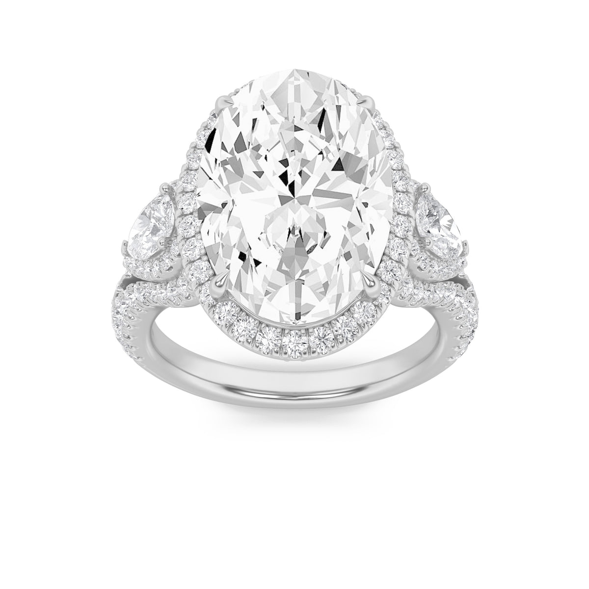 7.25Cttw Oval Shaped Lab Grown Diamond (G/VS) Bold Accented Engagement Ring in 14K Gold