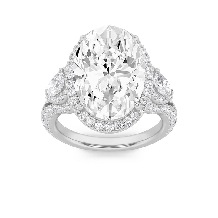 7.25Cttw Oval Shaped Lab Grown Diamond (G/VS) Bold Accented Engagement Ring in 14K Gold
