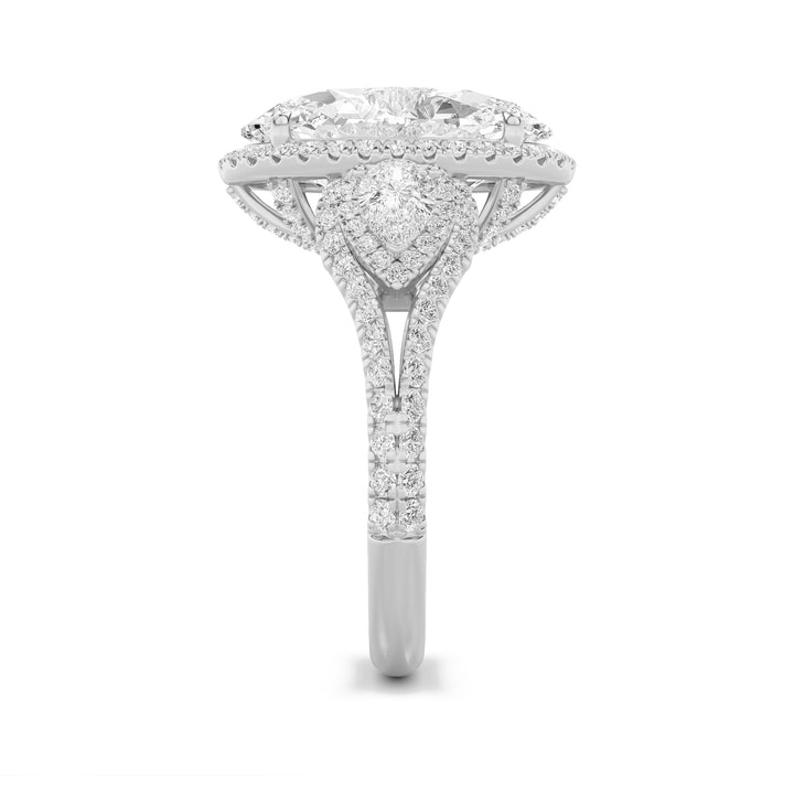 7.25Cttw Oval Shaped Lab Grown Diamond (G/VS) Bold Accented Engagement Ring in 14K Gold