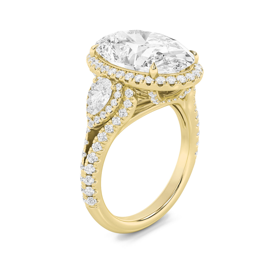 7.25Cttw Oval Shaped Lab Grown Diamond (F/VS) Bold Accented Engagement Ring in 14K Gold