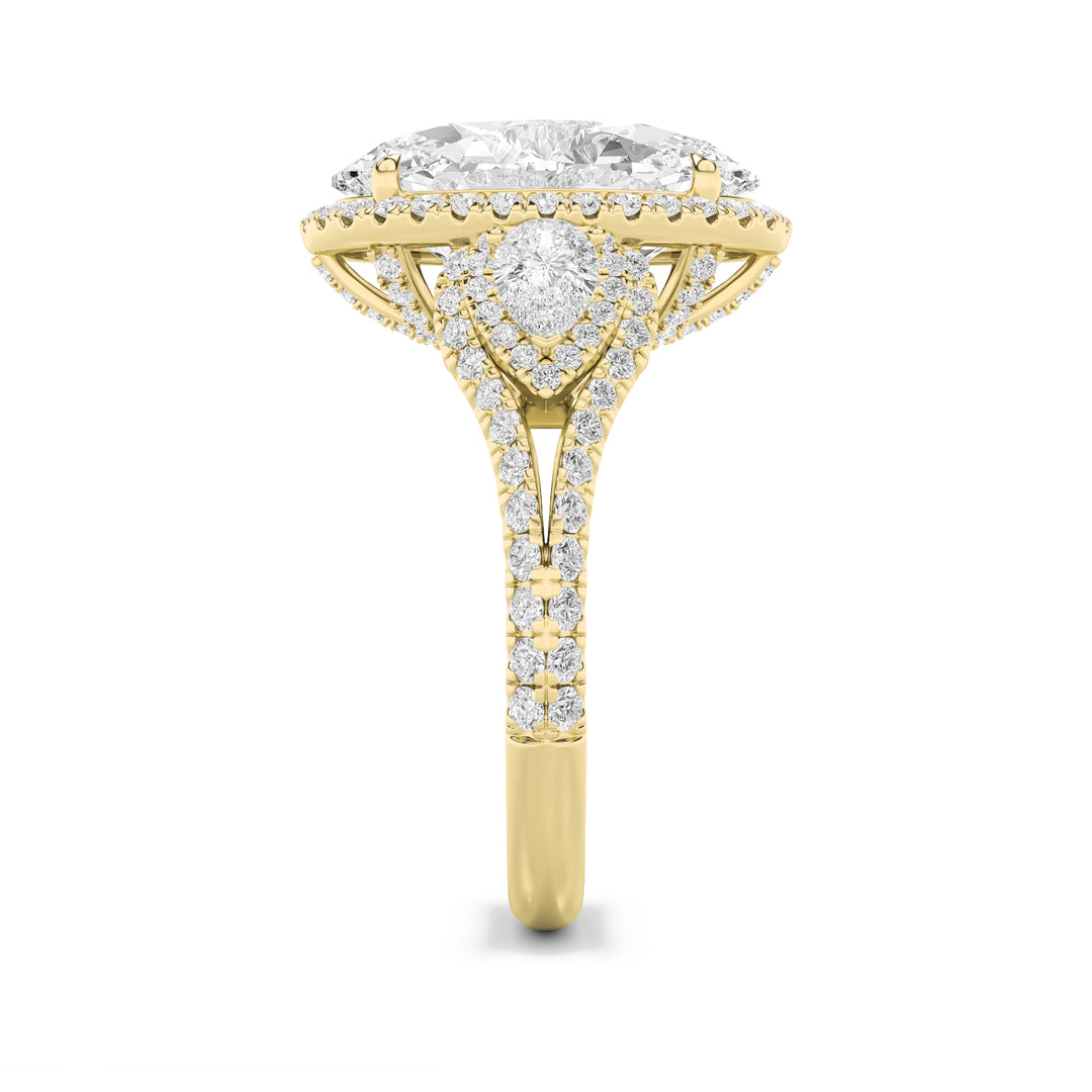 7.25Cttw Oval Shaped Lab Grown Diamond (F/VS) Bold Accented Engagement Ring in 14K Gold