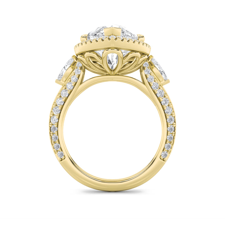 9Cttw Marquise Shaped Lab Grown Diamond (G/VS) Bold Statement Accented  Ring in 14K Gold