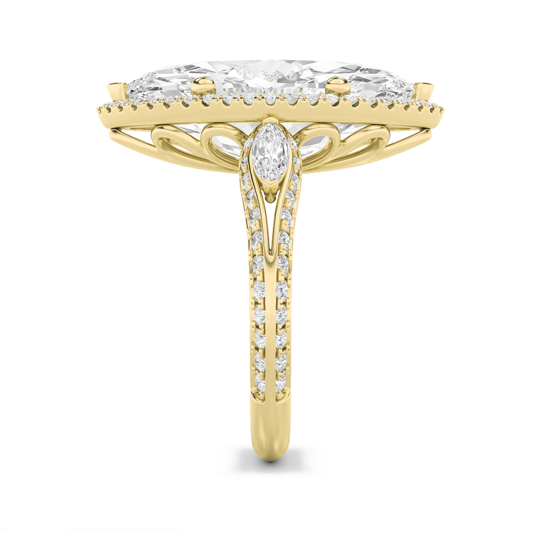9Cttw Marquise Shaped Lab Grown Diamond (G/VS) Bold Statement Accented  Ring in 14K Gold