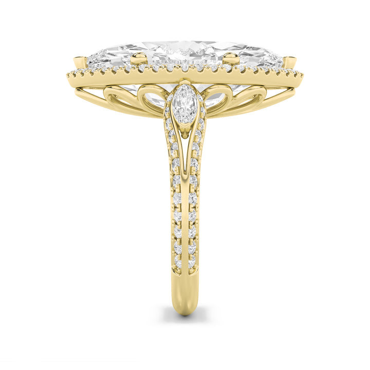 9Cttw Marquise Shaped Lab Grown Diamond (G/VS) Bold Statement Accented  Ring in 14K Gold