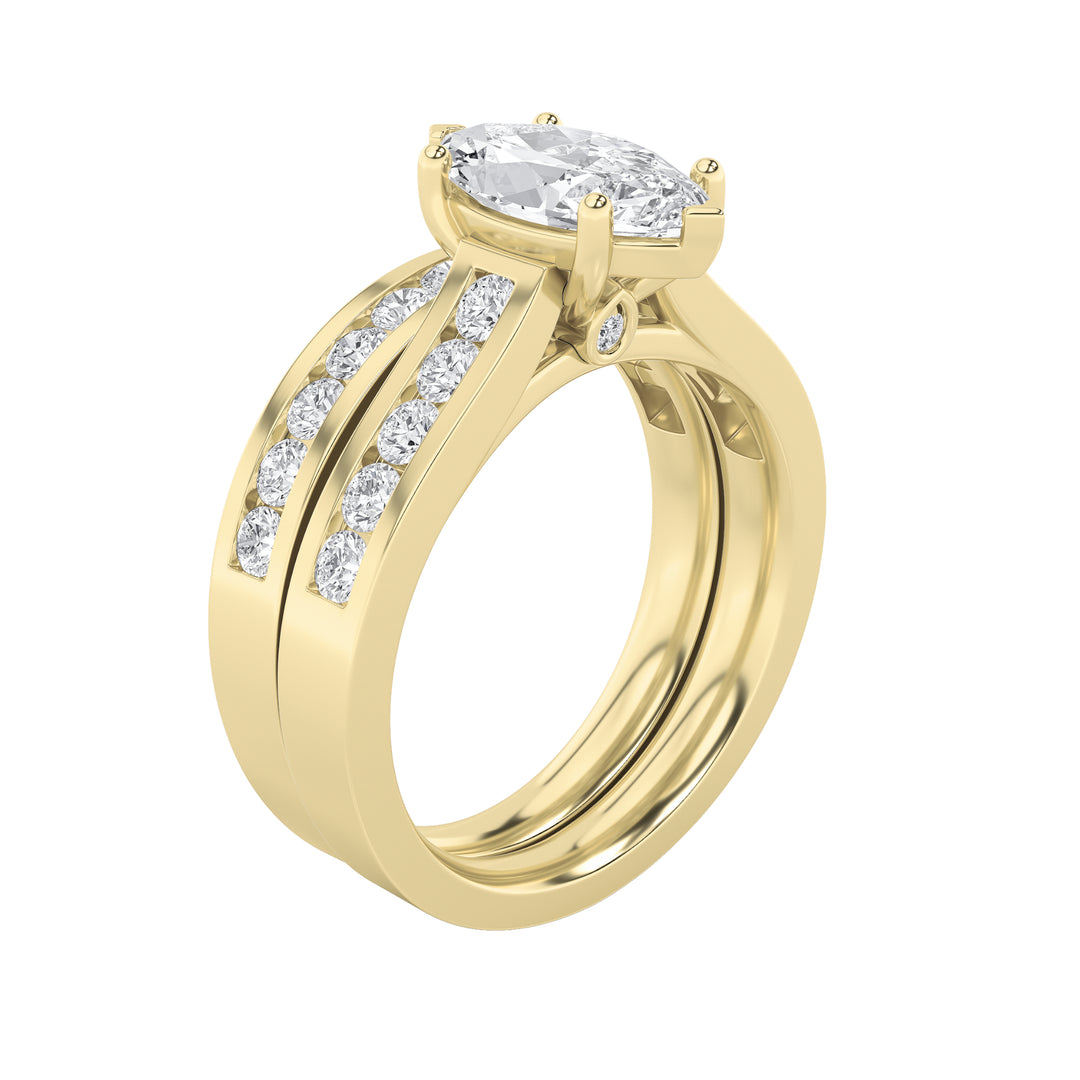 2Cttw Marquise Shaped Lab Grown Diamond (F/VS) Channel Set Bridal Engagement Ring in 14K Gold