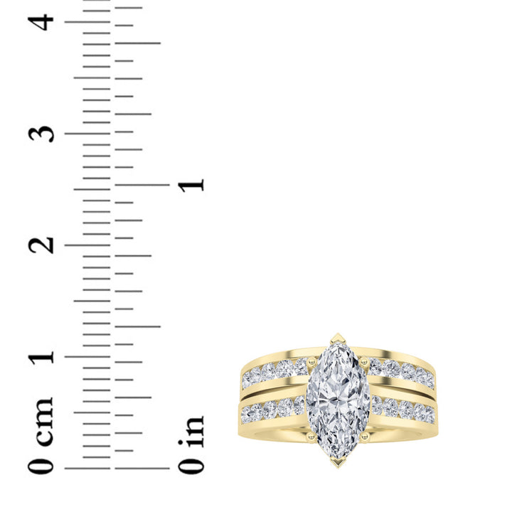 2Cttw Marquise Shaped Lab Grown Diamond (F/VS) Channel Set Bridal Engagement Ring in 14K Gold