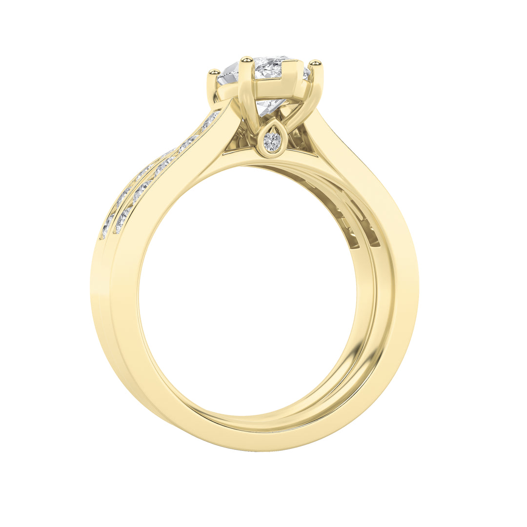 2Cttw Marquise Shaped Lab Grown Diamond (F/VS) Channel Set Bridal Engagement Ring in 14K Gold