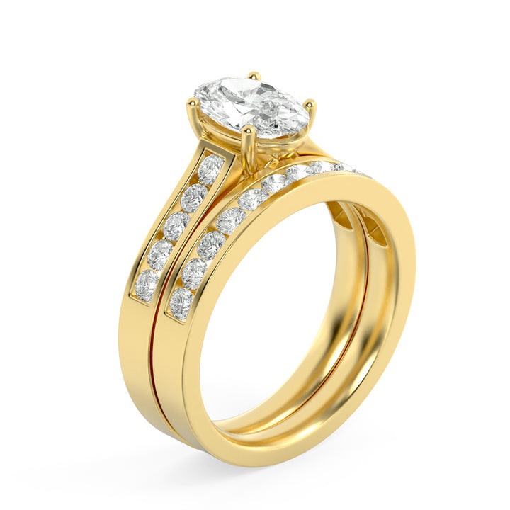 2Cttw Oval Shaped Lab Grown Diamond (G/VS) Channel Set Bridal Engagement Ring in 10K Gold