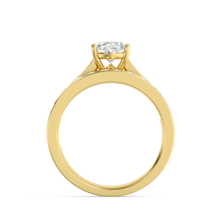 2Cttw Oval Shaped Lab Grown Diamond (G/VS) Channel Set Bridal Engagement Ring in 10K Gold