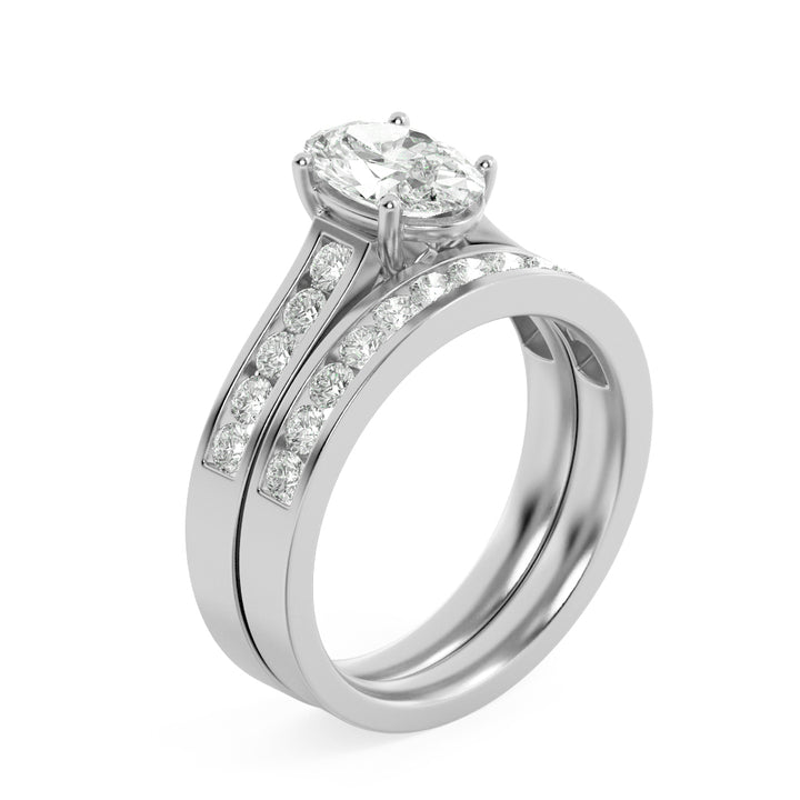 2Cttw Oval Shaped Lab Grown Diamond (F/VS) Channel Set Bridal Engagement Ring in 14K Gold